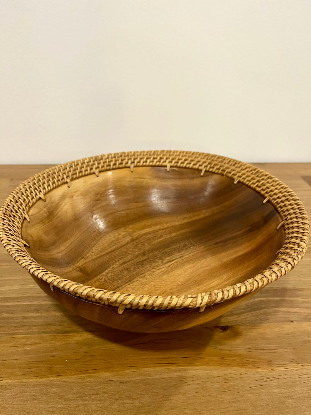 Acacia & Rattan Fruit Bowl
