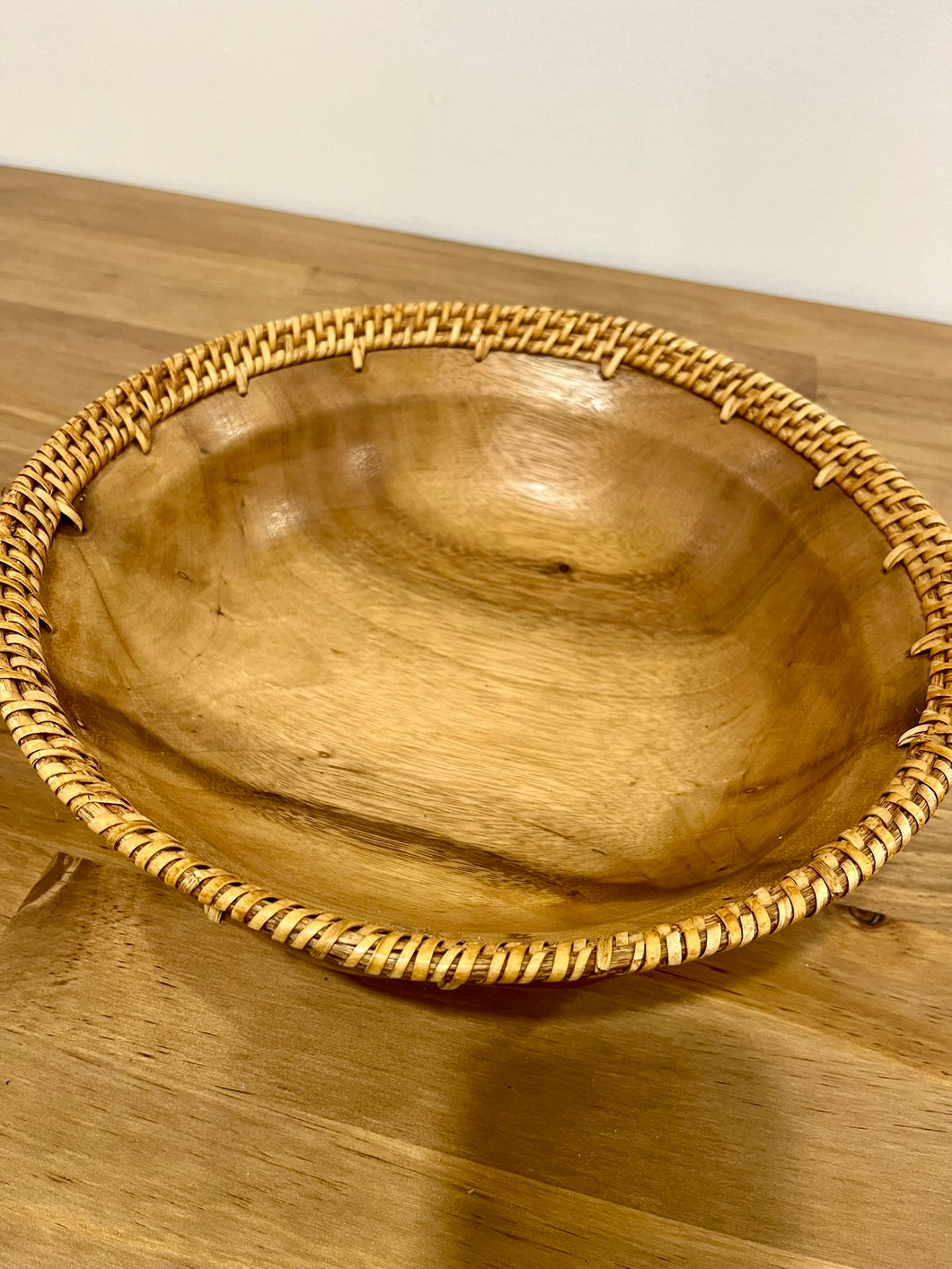 Acacia & Rattan Fruit Bowl (Deep Bowl)